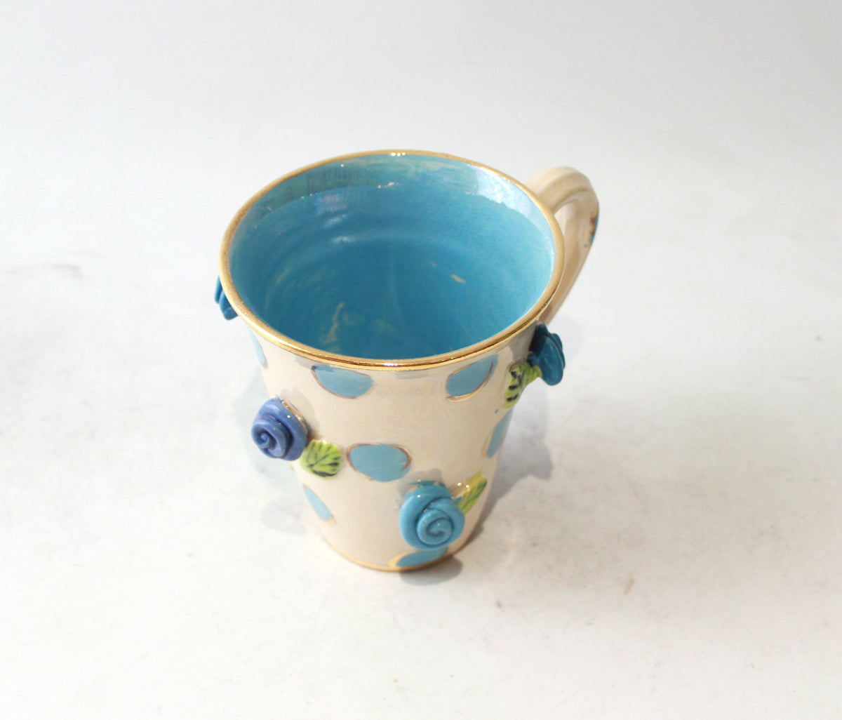 New Shape Large Rose Studded Mug in Pale Blue