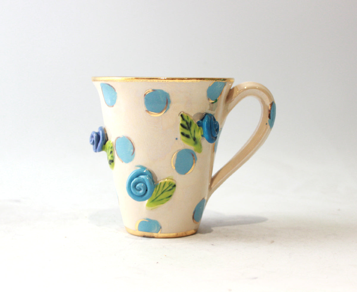 New Shape Large Rose Studded Mug in Pale Blue