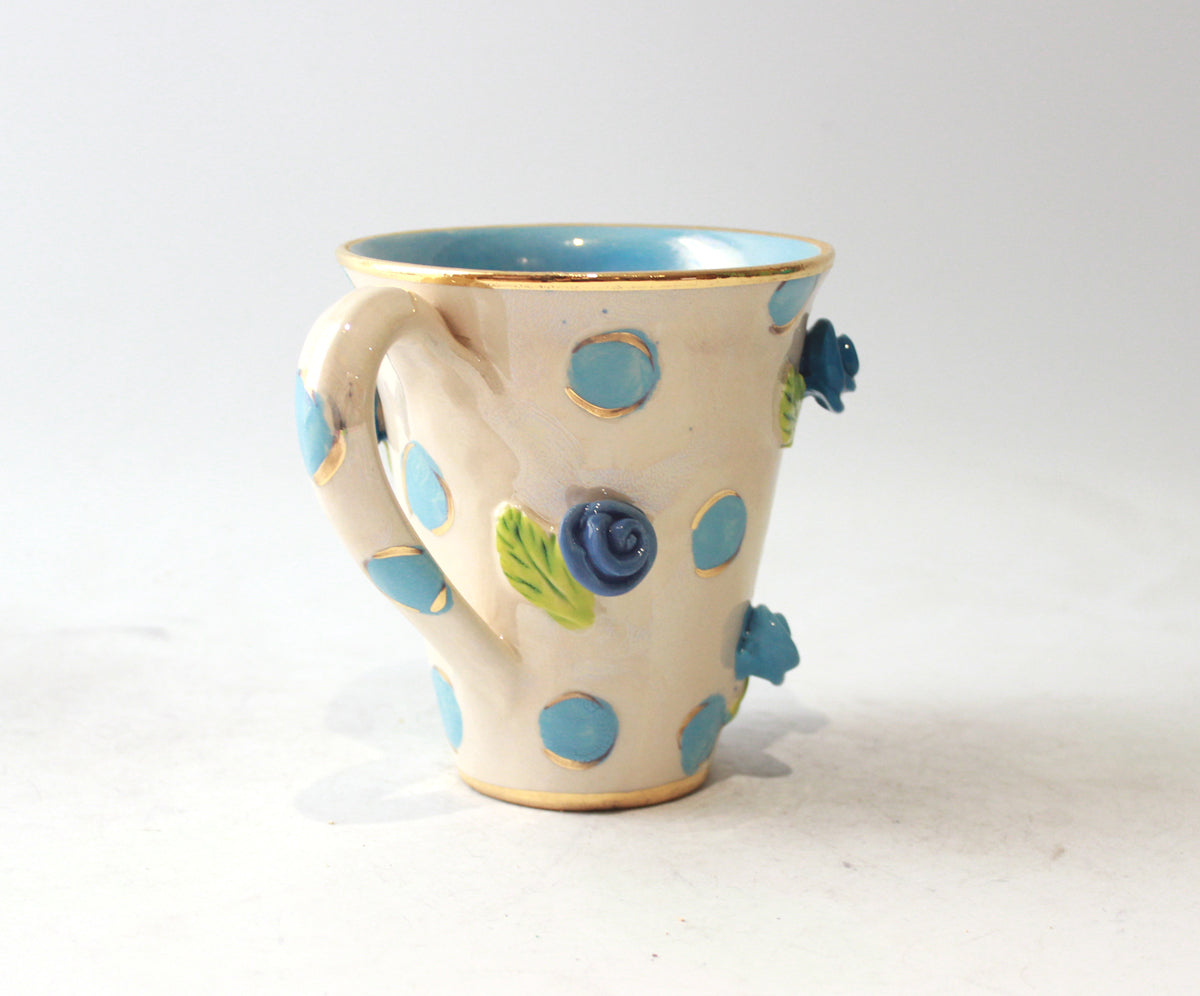 New Shape Large Rose Studded Mug in Pale Blue