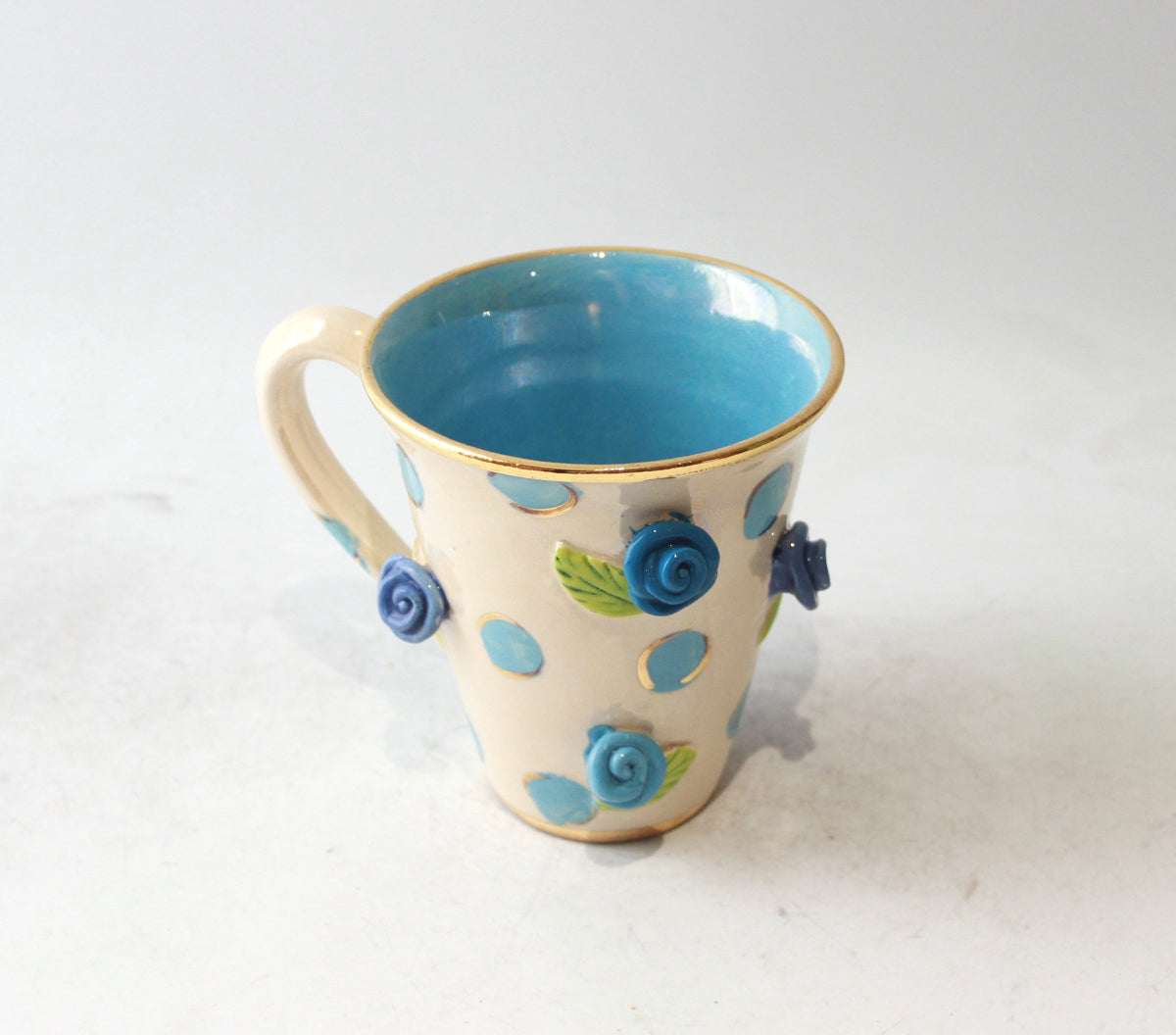 New Shape Large Rose Studded Mug in Pale Blue
