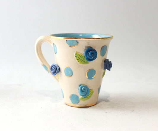 New Shape Large Rose Studded Mug in Pale Blue