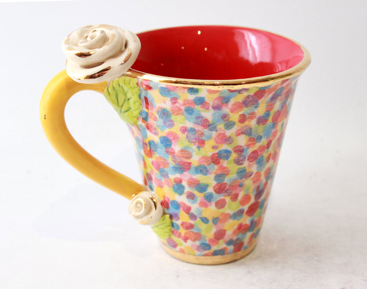 New Shape Large Rose Handled Mug in Confetti