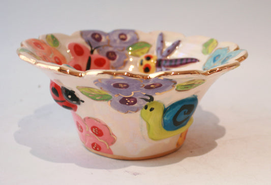 Small Fluted Serving Bowl in Bugs