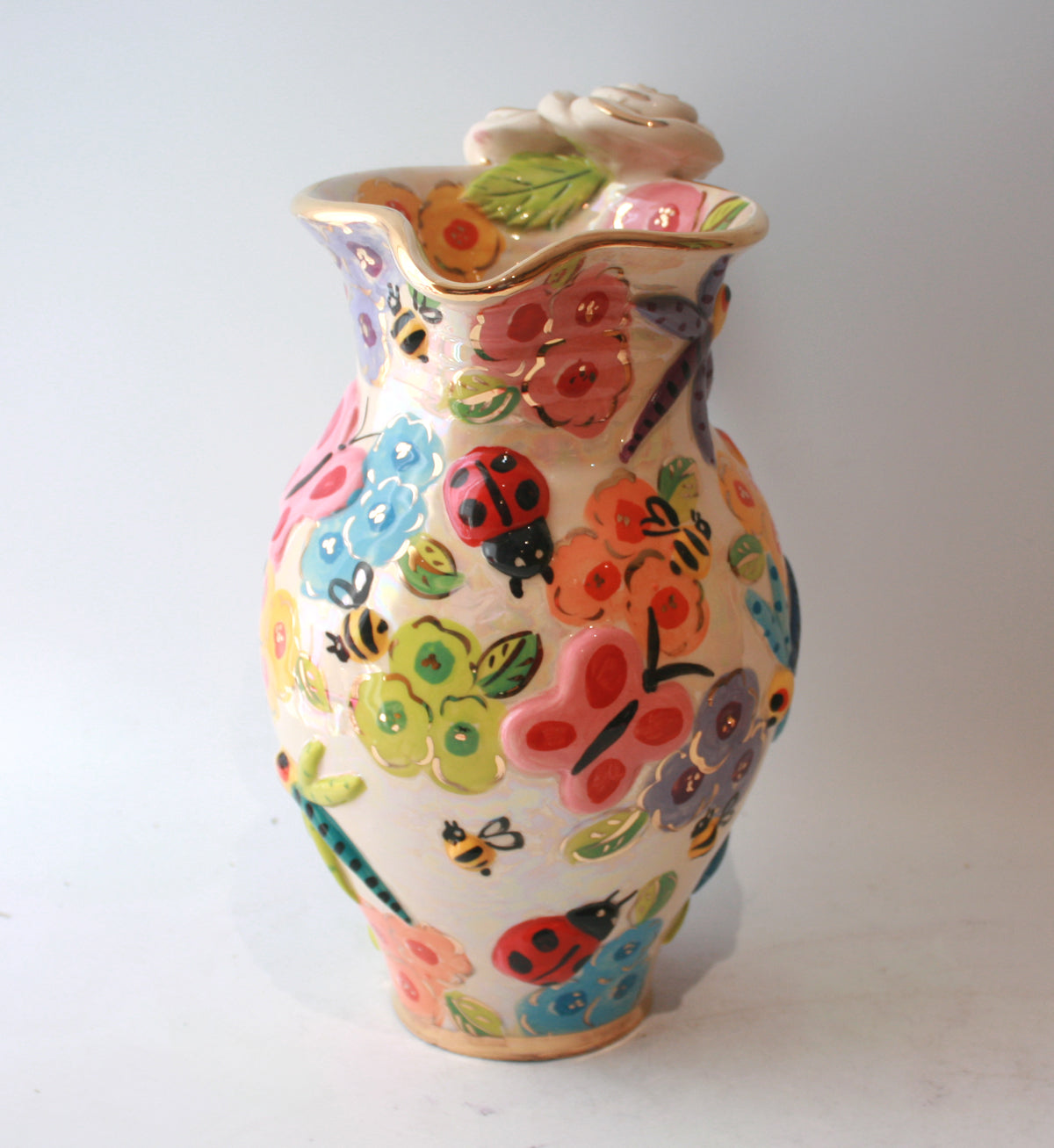 Large Rose Handled Jug in Bugs