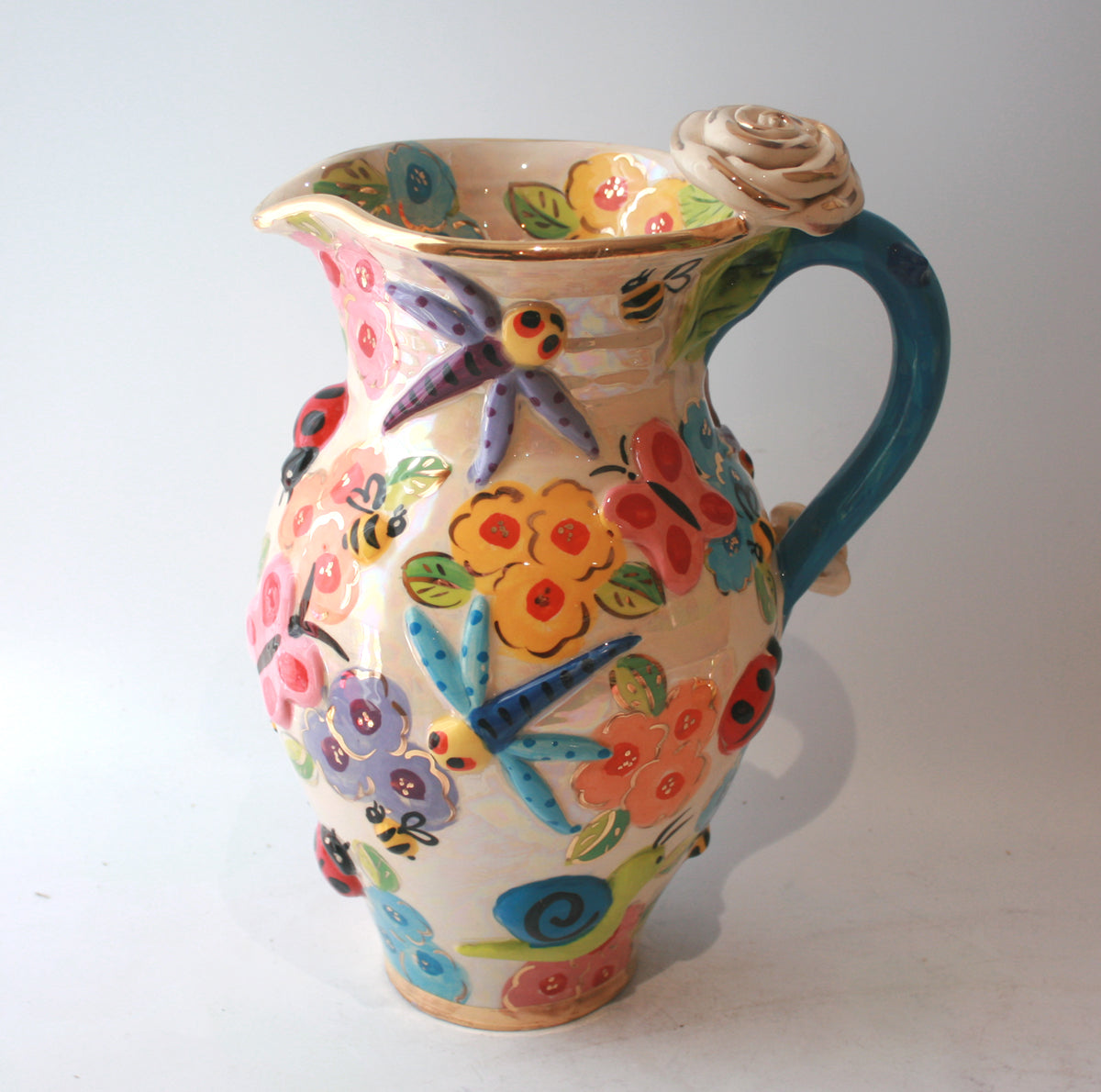 Large Rose Handled Jug in Bugs