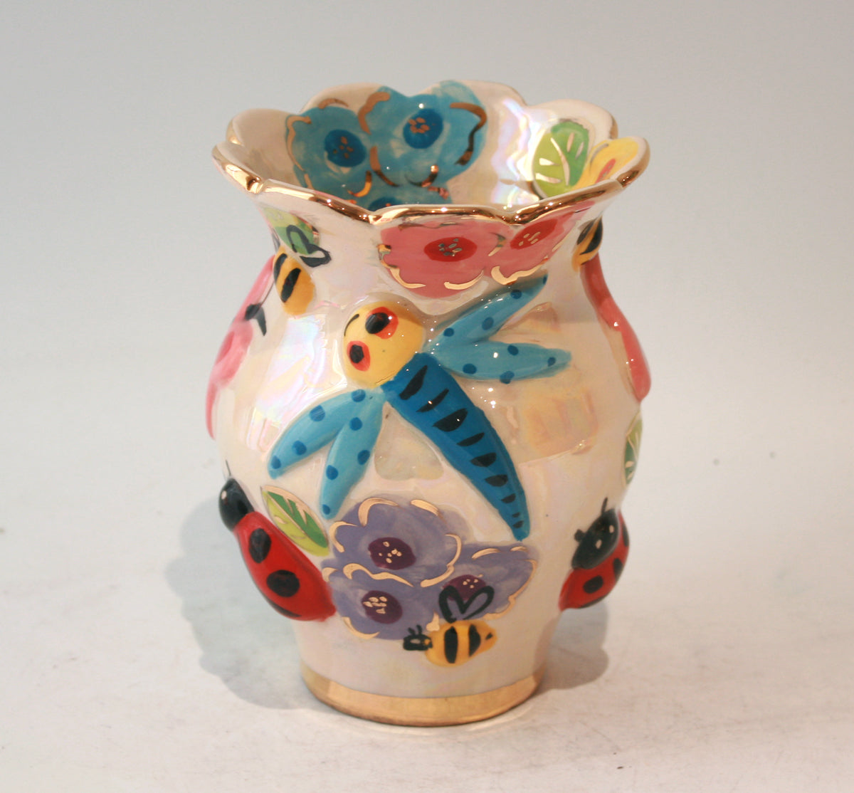Fluted Small Fat Vase in Bugs