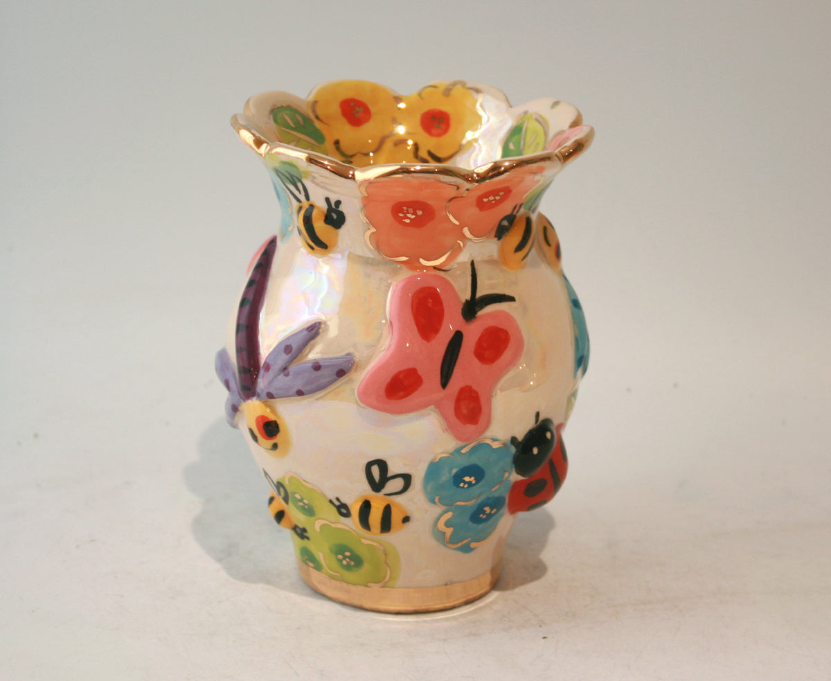 Fluted Small Fat Vase in Bugs