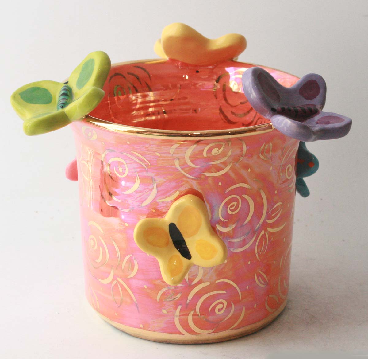 Butterfly Studded Candlejar in Iridescent Orange