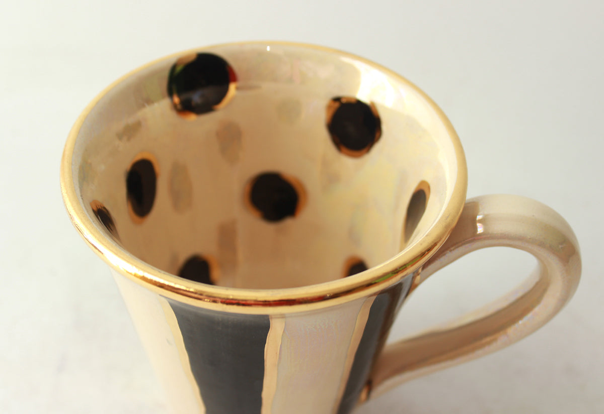 New Shape Large Mug in Black and White and Mother of Pearl