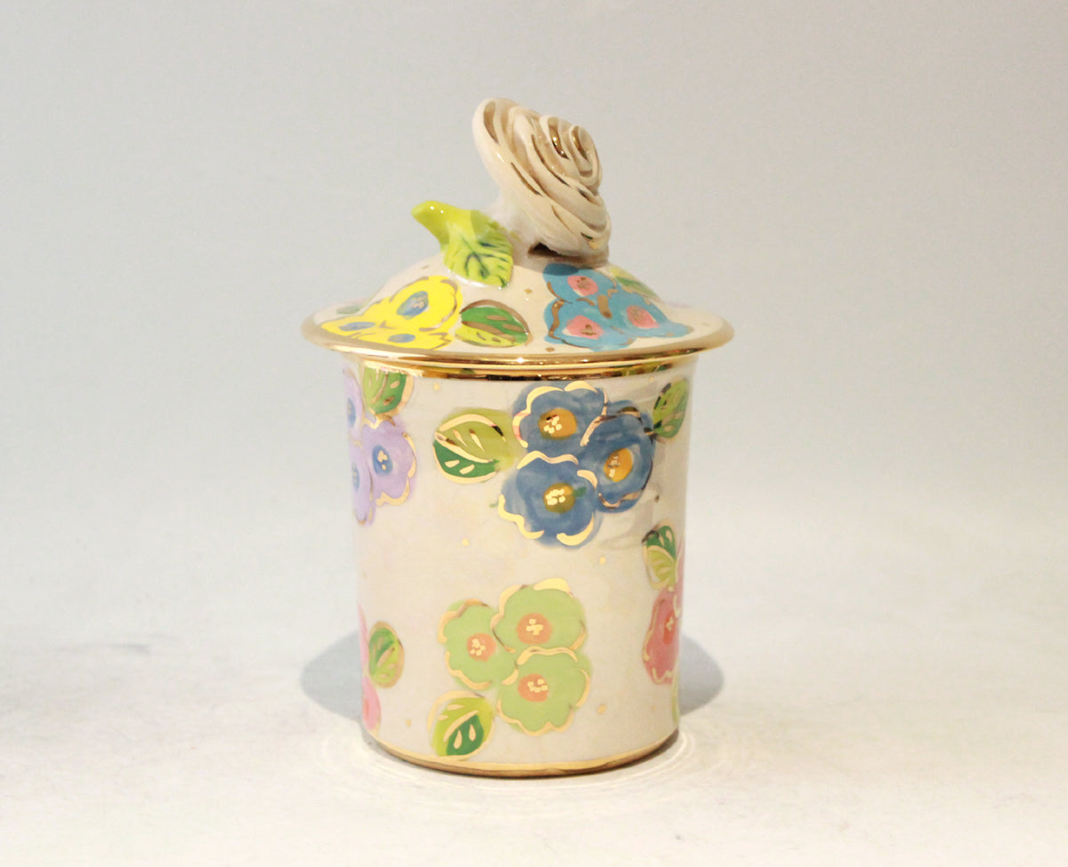 Medium Rose Lidded Tea Caddy in Petit Fleur