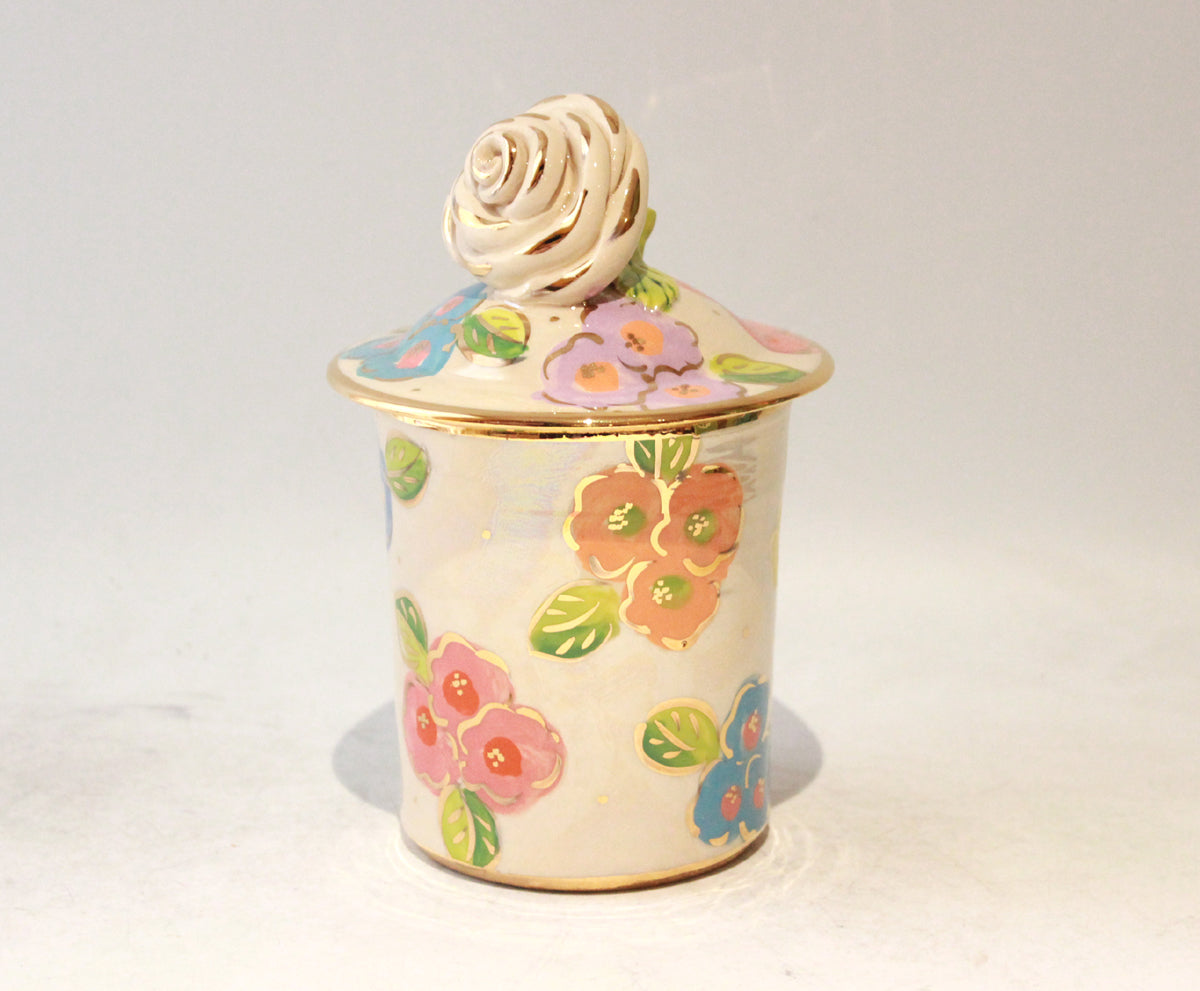 Medium Rose Lidded Tea Caddy in Petit Fleur