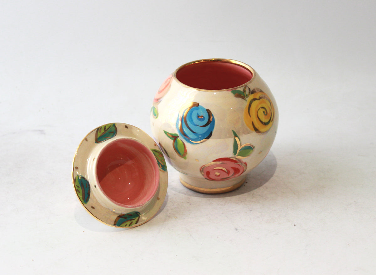 Rose Lidded Tea Caddy in Rosebud