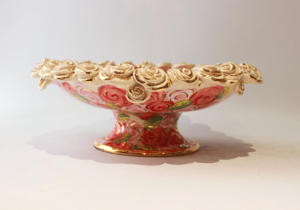 Rose Encrusted Cakestand in Pink Rosebush