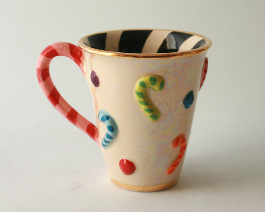 Candy Cane Mug with Black Stripes