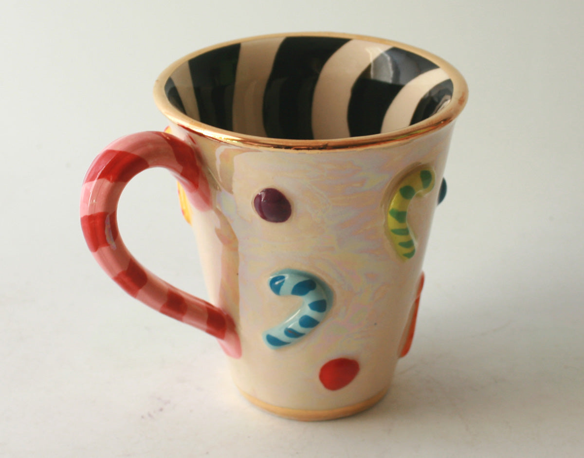 Candy Cane Mug with Black Stripes