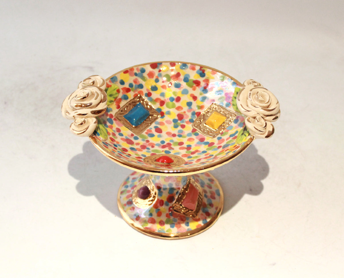 Rose Edged Jewelled Cocktail Dish in Confetti