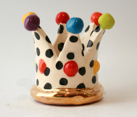 Crown Candleholder in Polka Dot