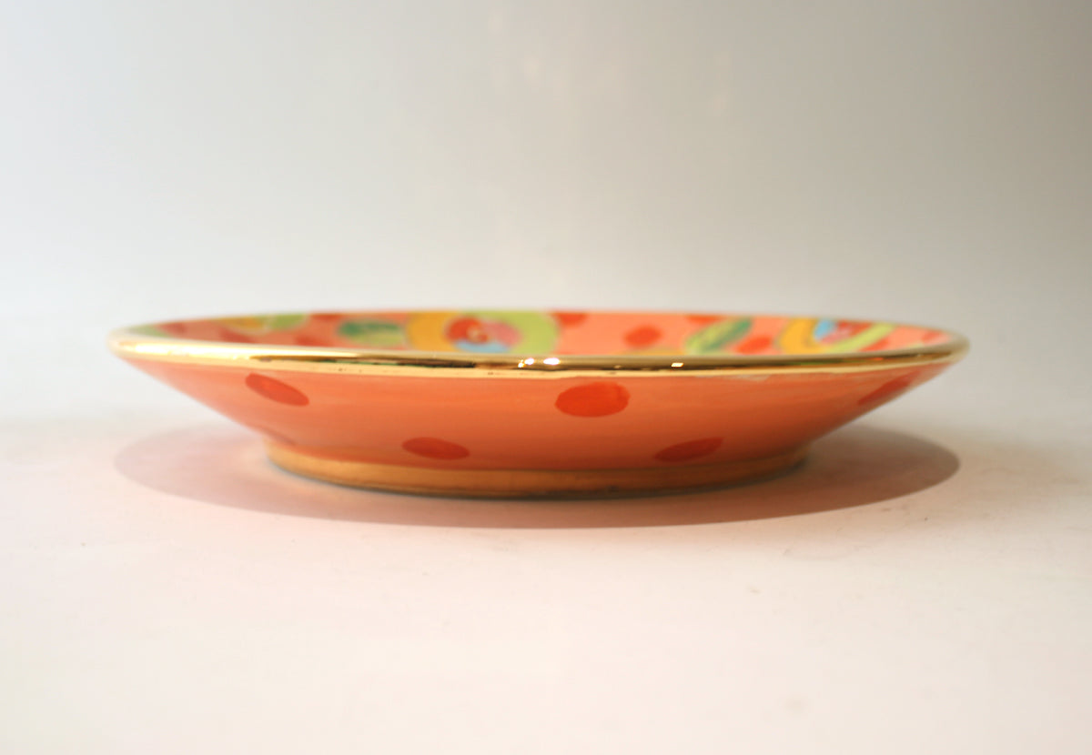 Dinner Plate in Roses Purple with Dotty Peach