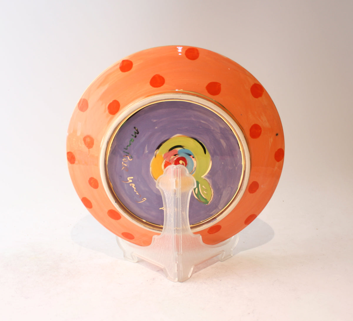 Dinner Plate in Roses Purple with Dotty Peach