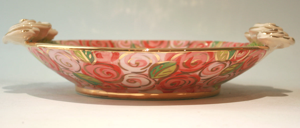 Rose Edged Dinner Plate in Pink Rosebush