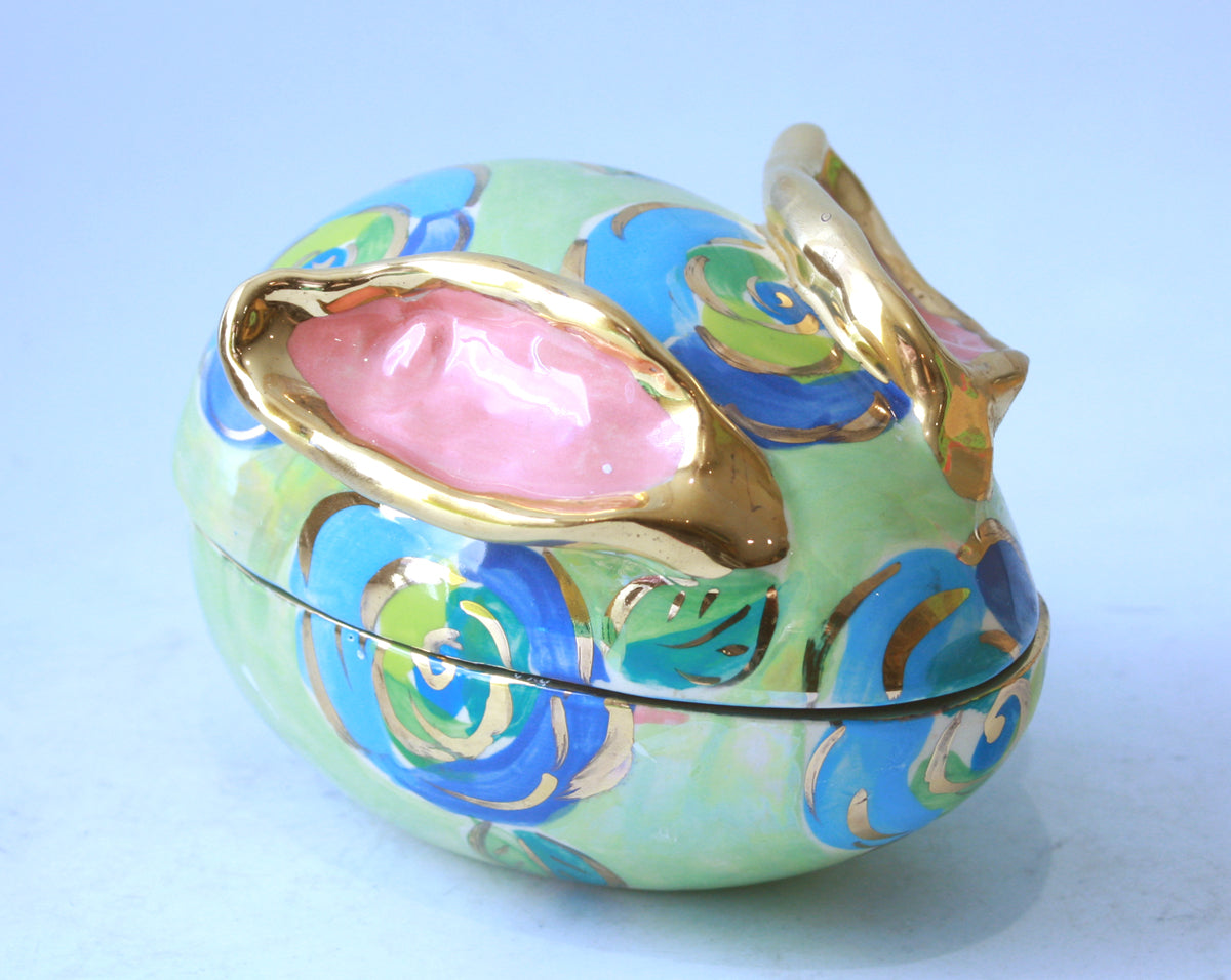 Easter Egg with Ears in Gold New Rose on Mint