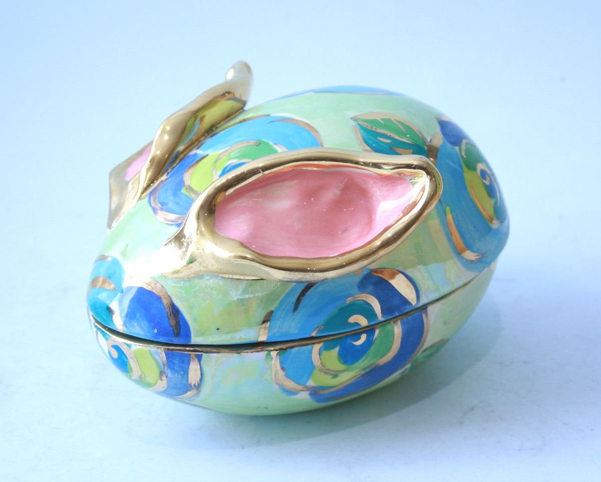 Easter Egg with Ears in Gold New Rose on Mint