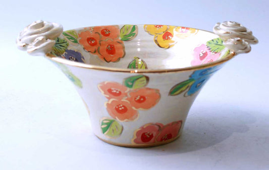 Small Rose Edged Serving Bowl in Petit Fleur