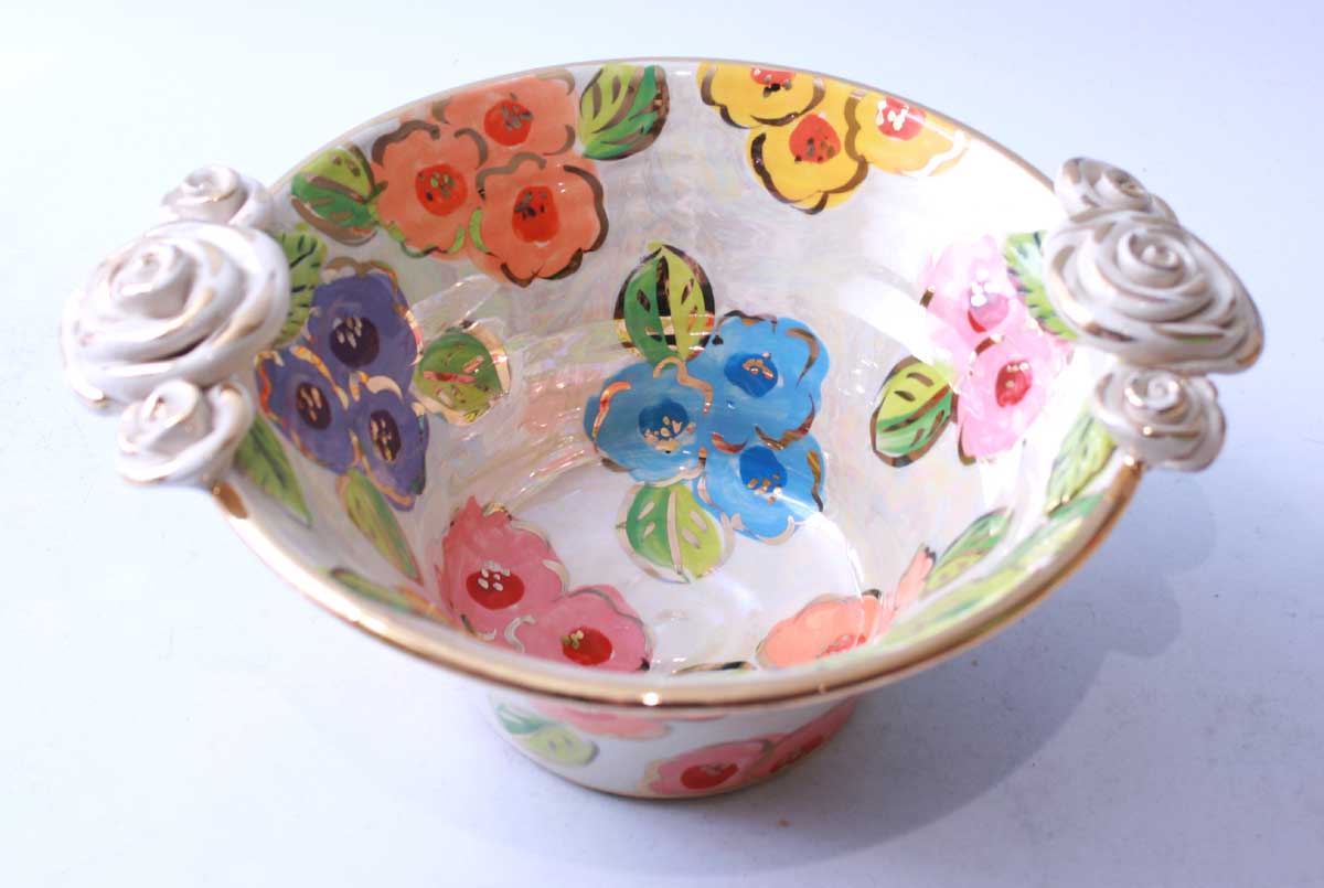 Small Rose Edged Serving Bowl in Petit Fleur