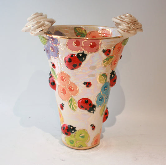 Large Rose Edged Flared Vase in Bugs