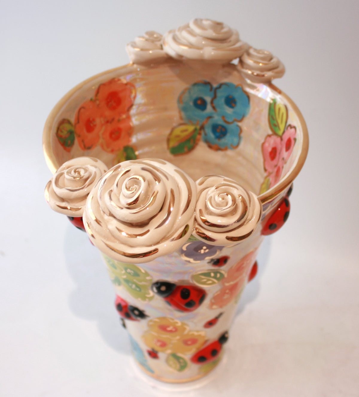 Large Rose Edged Flared Vase in Bugs