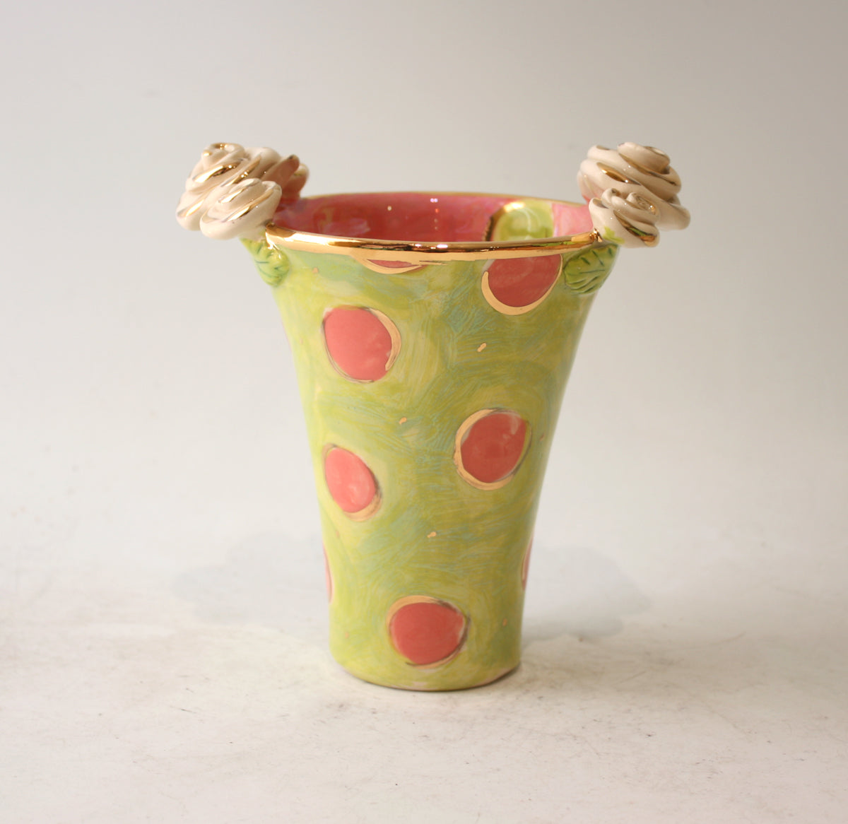 Tiny Flared Vase in Daisy Dots Green