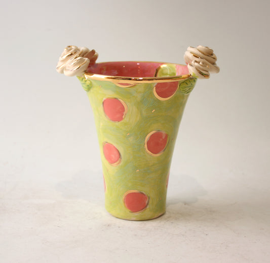 Tiny Flared Vase in Daisy Dots Green