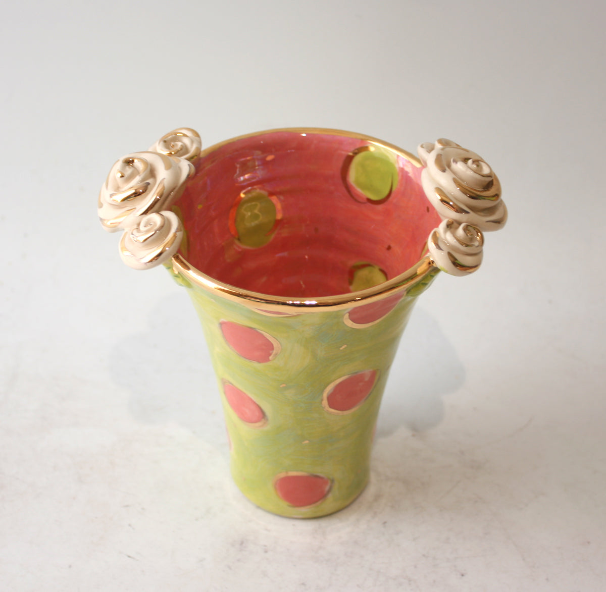 Tiny Flared Vase in Daisy Dots Green