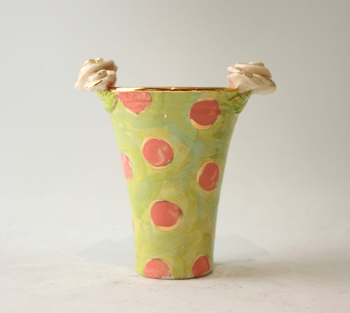 Tiny Flared Vase in Daisy Dots Green