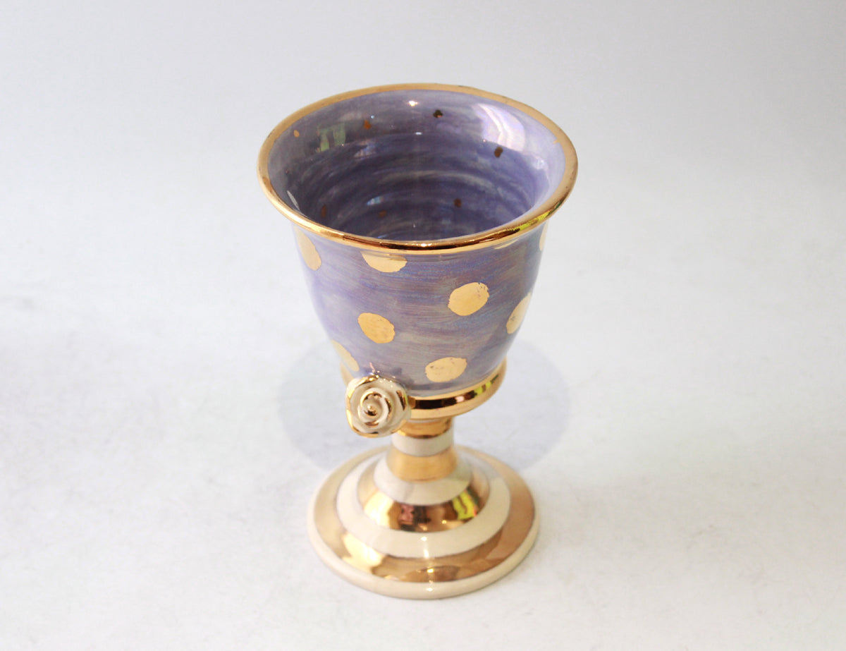 Goblet in Iridescent Purple with Gold Dots