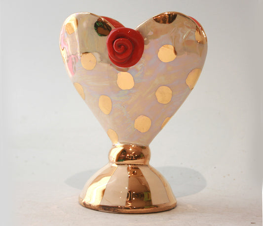 Baby Heart Vase in Gold Dots
