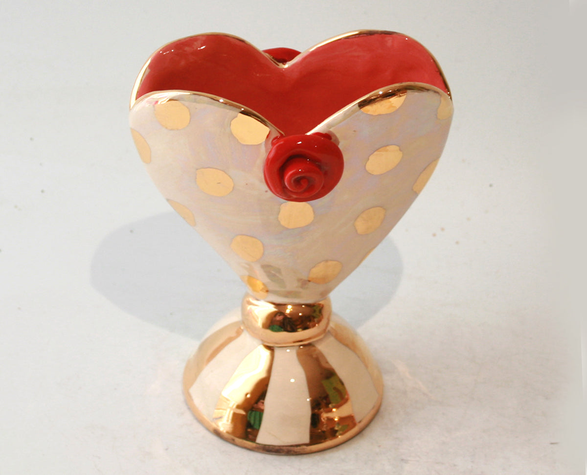 Baby Heart Vase in Gold Dots