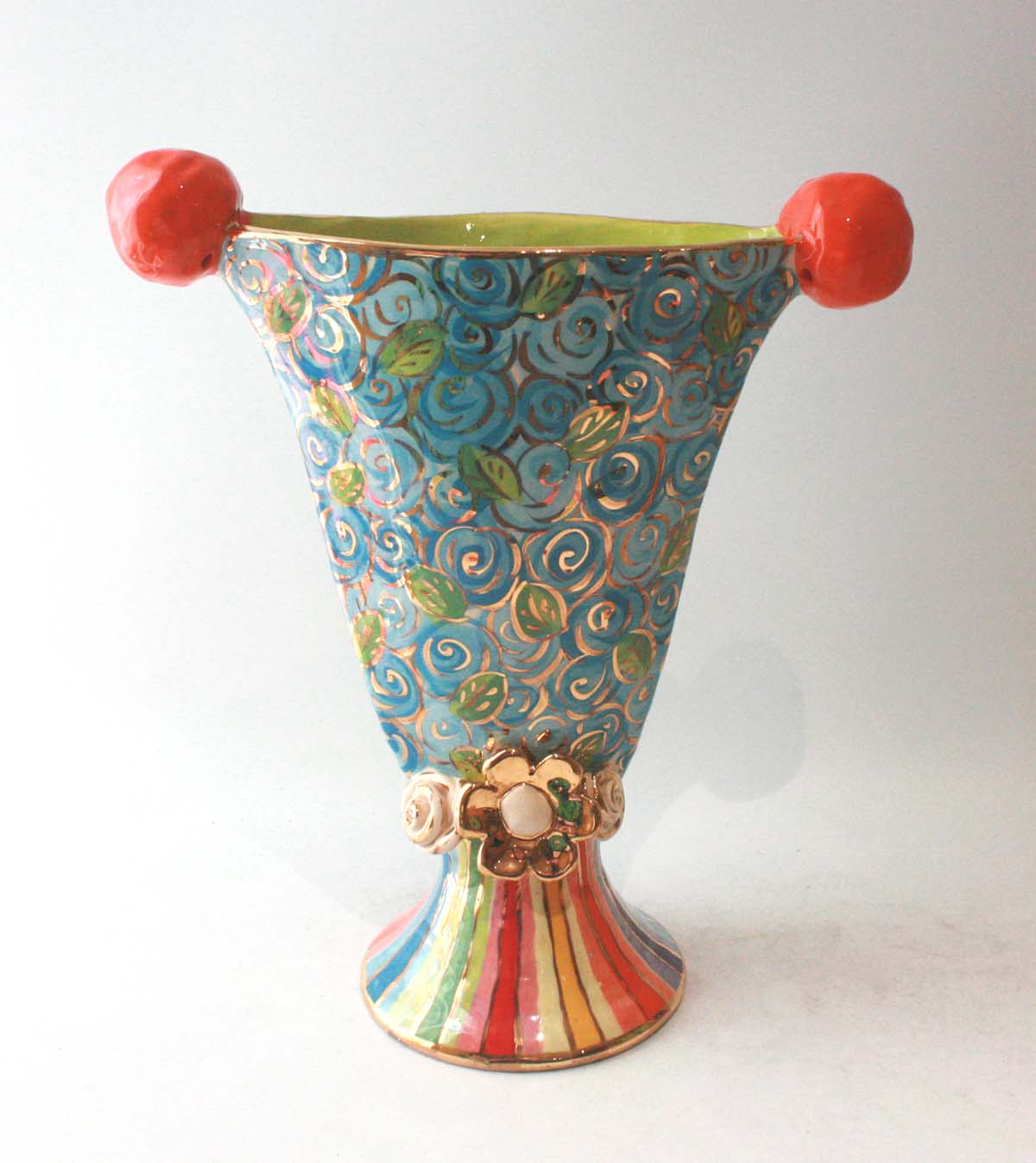Gondola Vase in Blue Rosebush