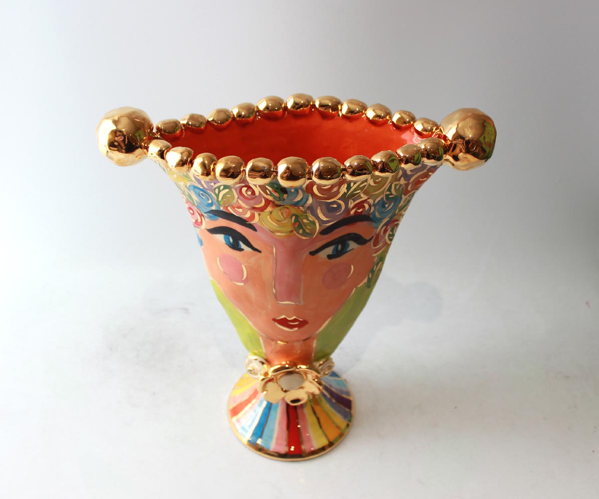 Beaded Gondola Face Vase