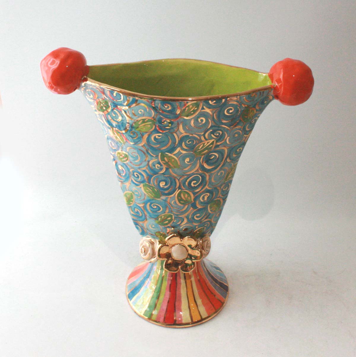 Gondola Vase in Blue Rosebush