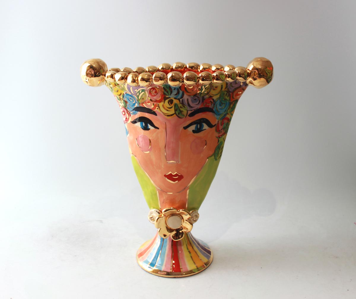 Beaded Gondola Face Vase