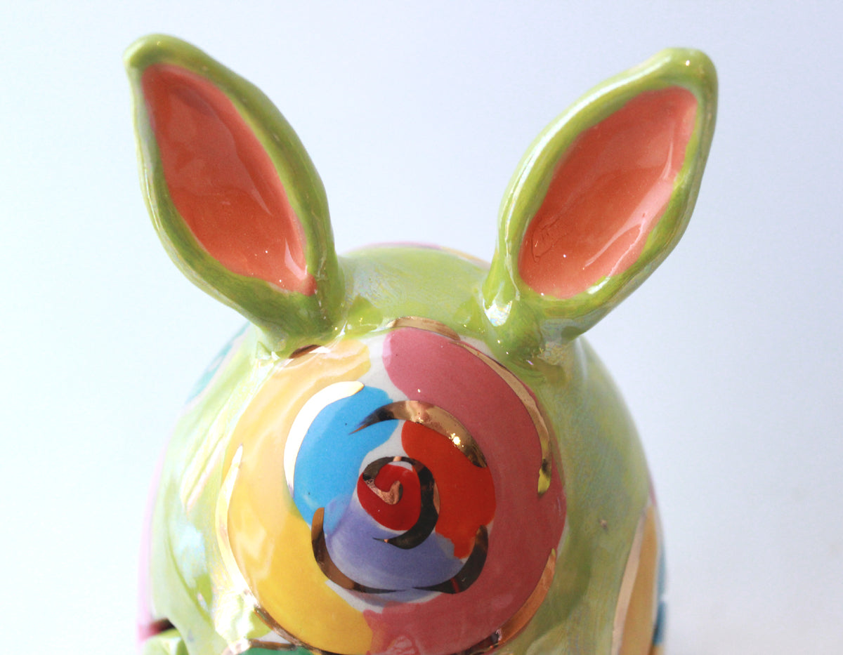 Easter Egg with Ears in Gold New Rose Green