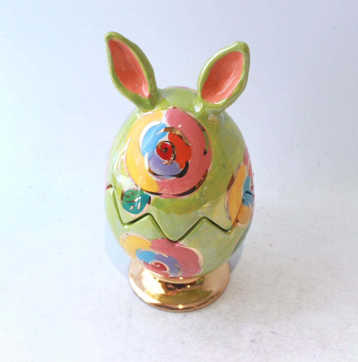 Easter Egg with Ears in Gold New Rose Green