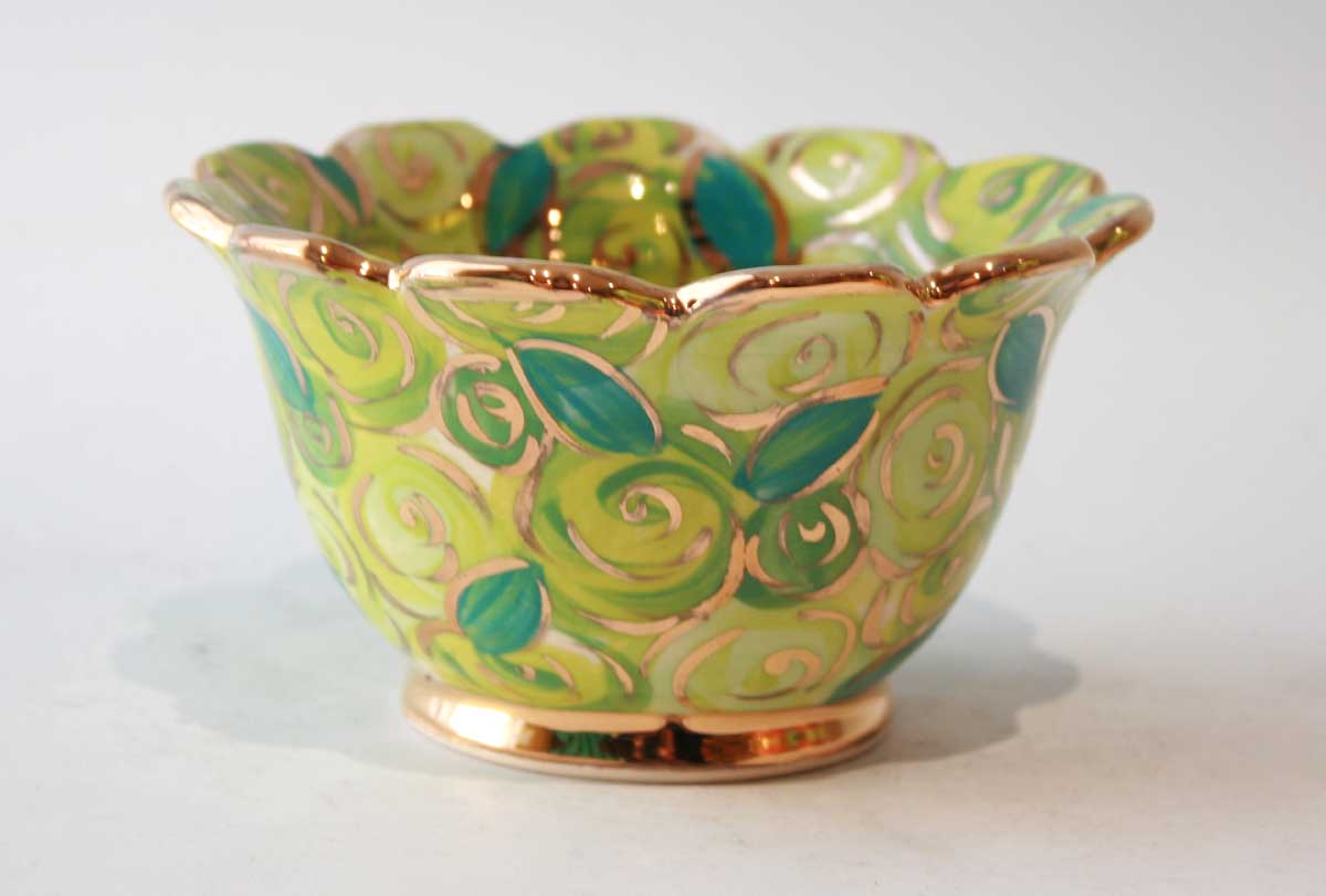 Ice Cream Bowl in Green Rosebush