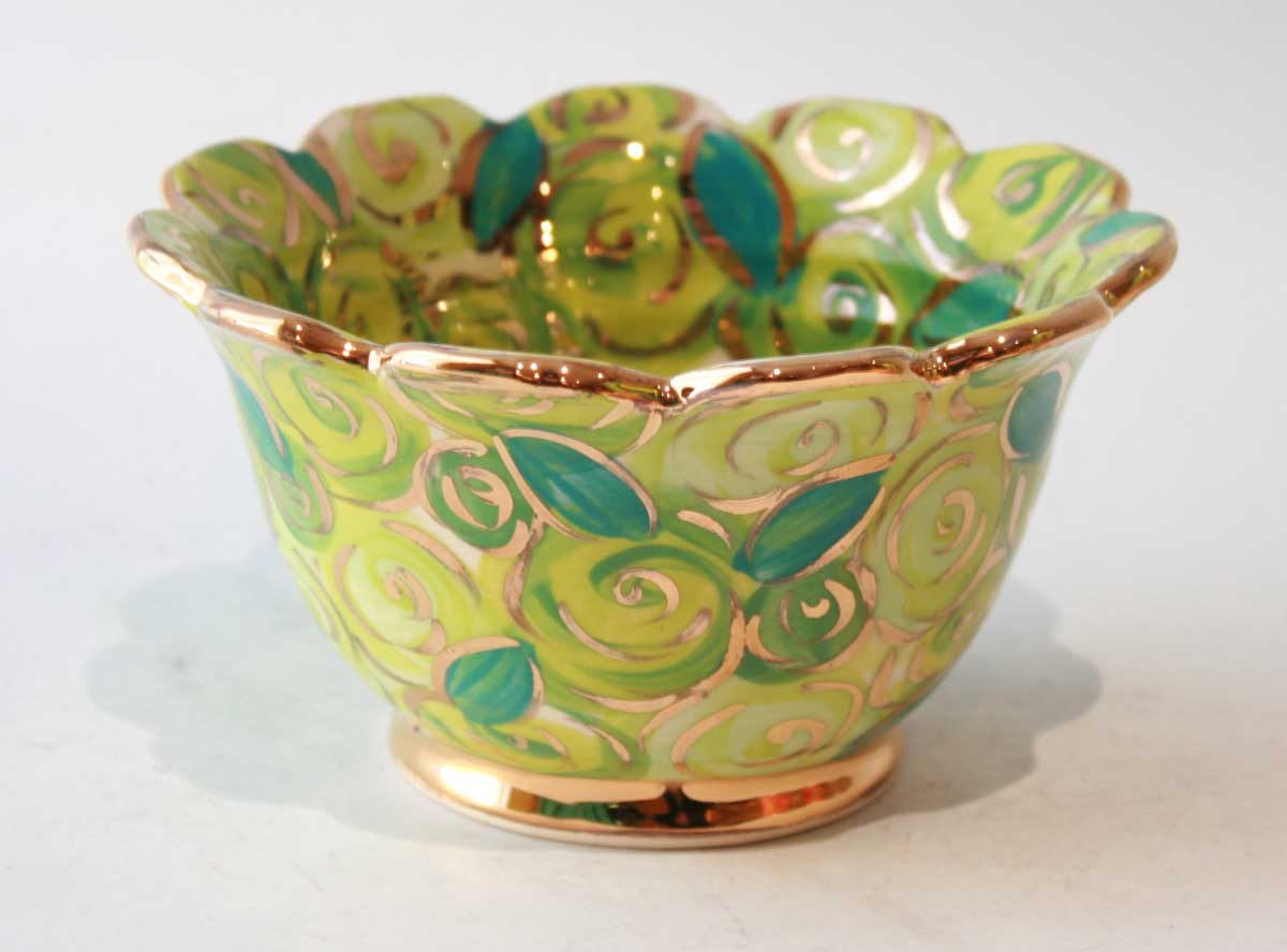 Ice Cream Bowl in Green Rosebush