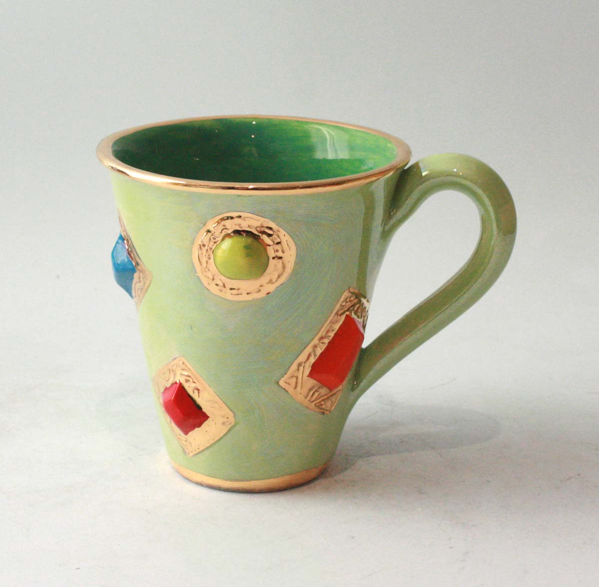 Large New Shape Jewelled Mug in Iridescent Green