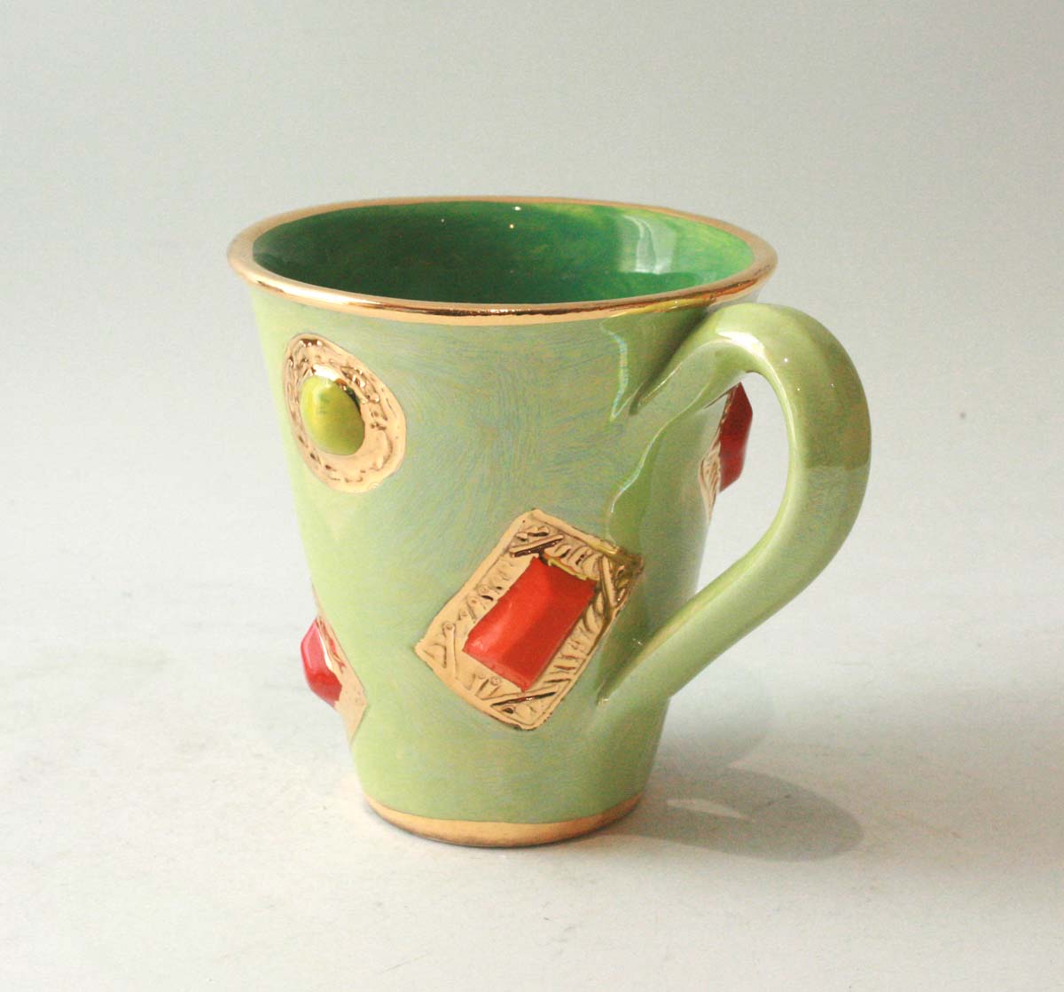 Large New Shape Jewelled Mug in Iridescent Green