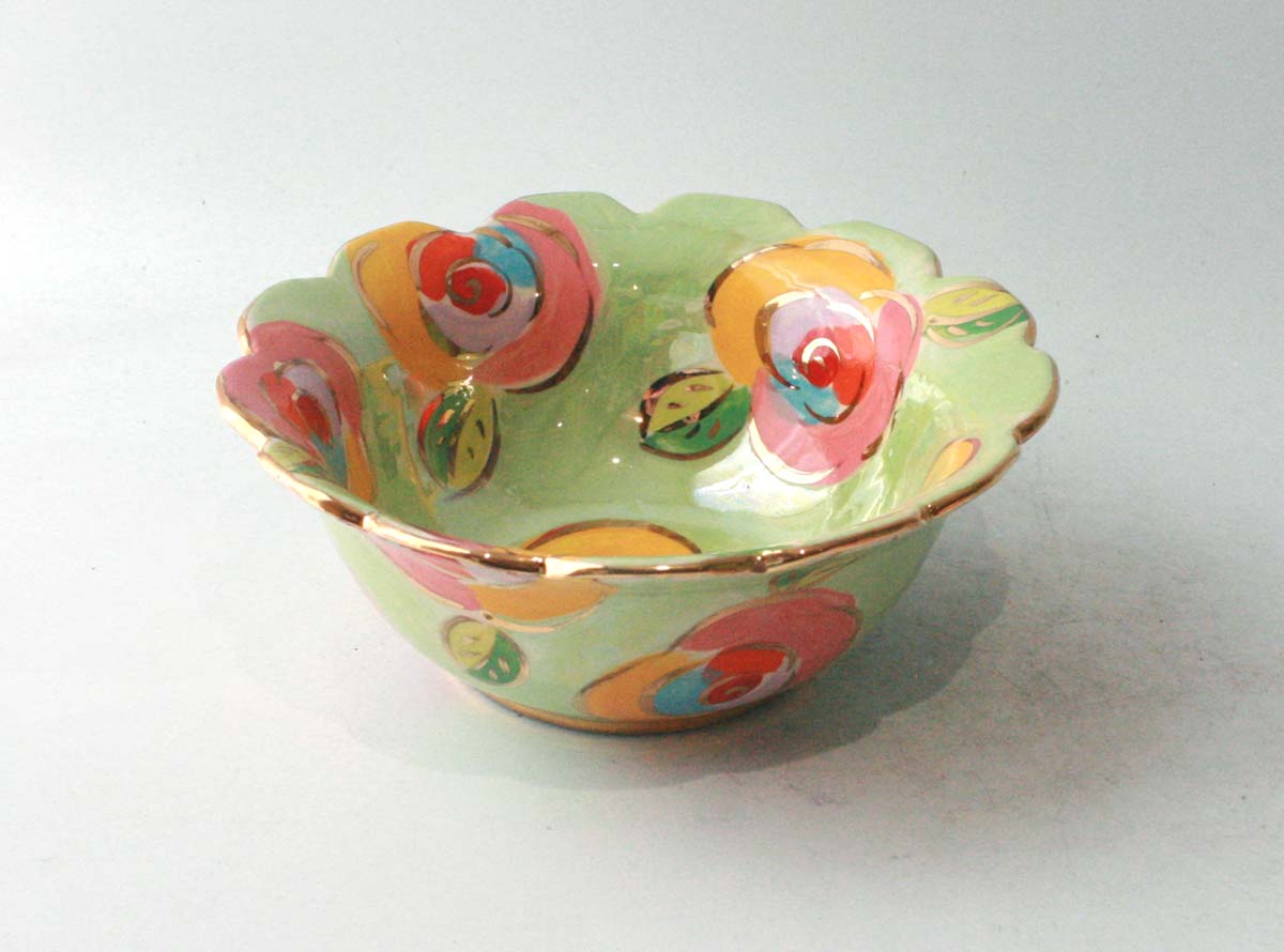 Fluted Cereal Bowl in Gold New Rose Green