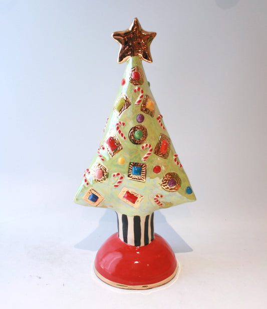 Large Jewelled Christmas Tree in Shimmering Green with Star