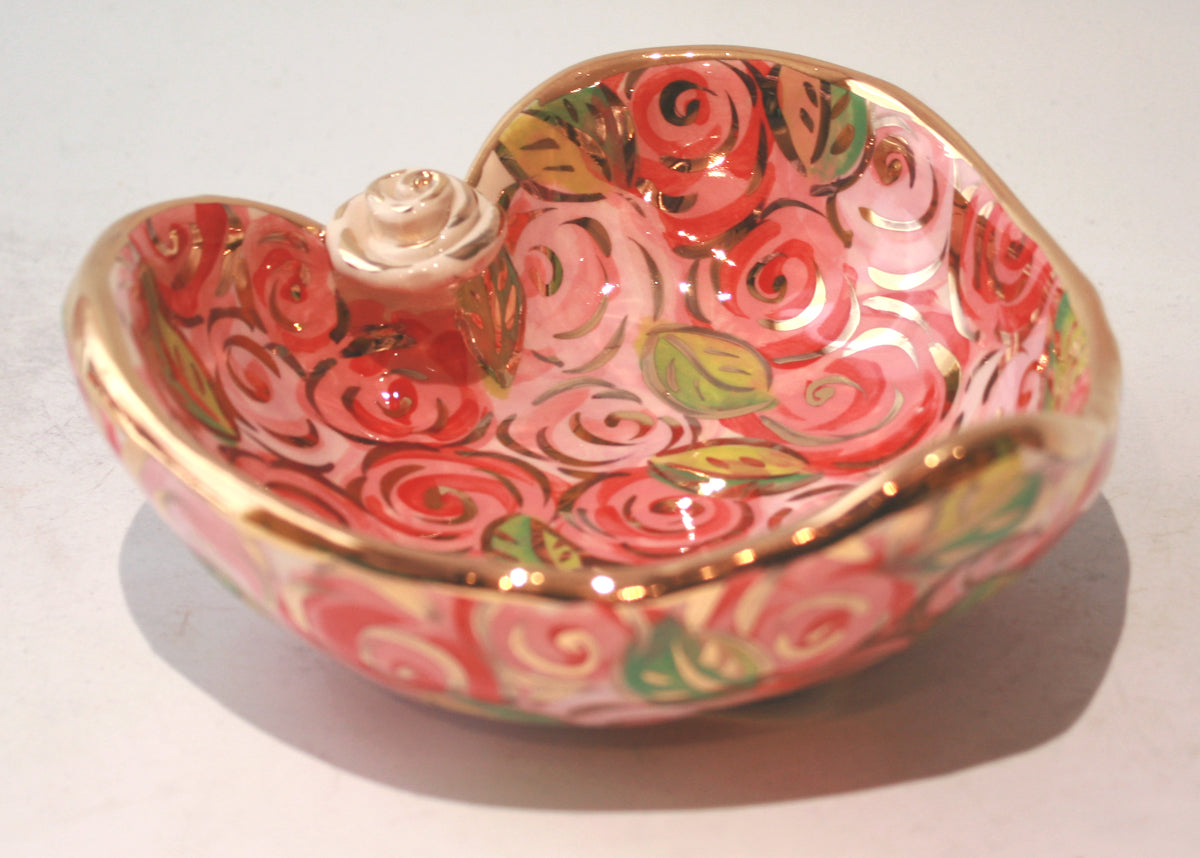Heart Shaped Bowl in Pink Rosebush